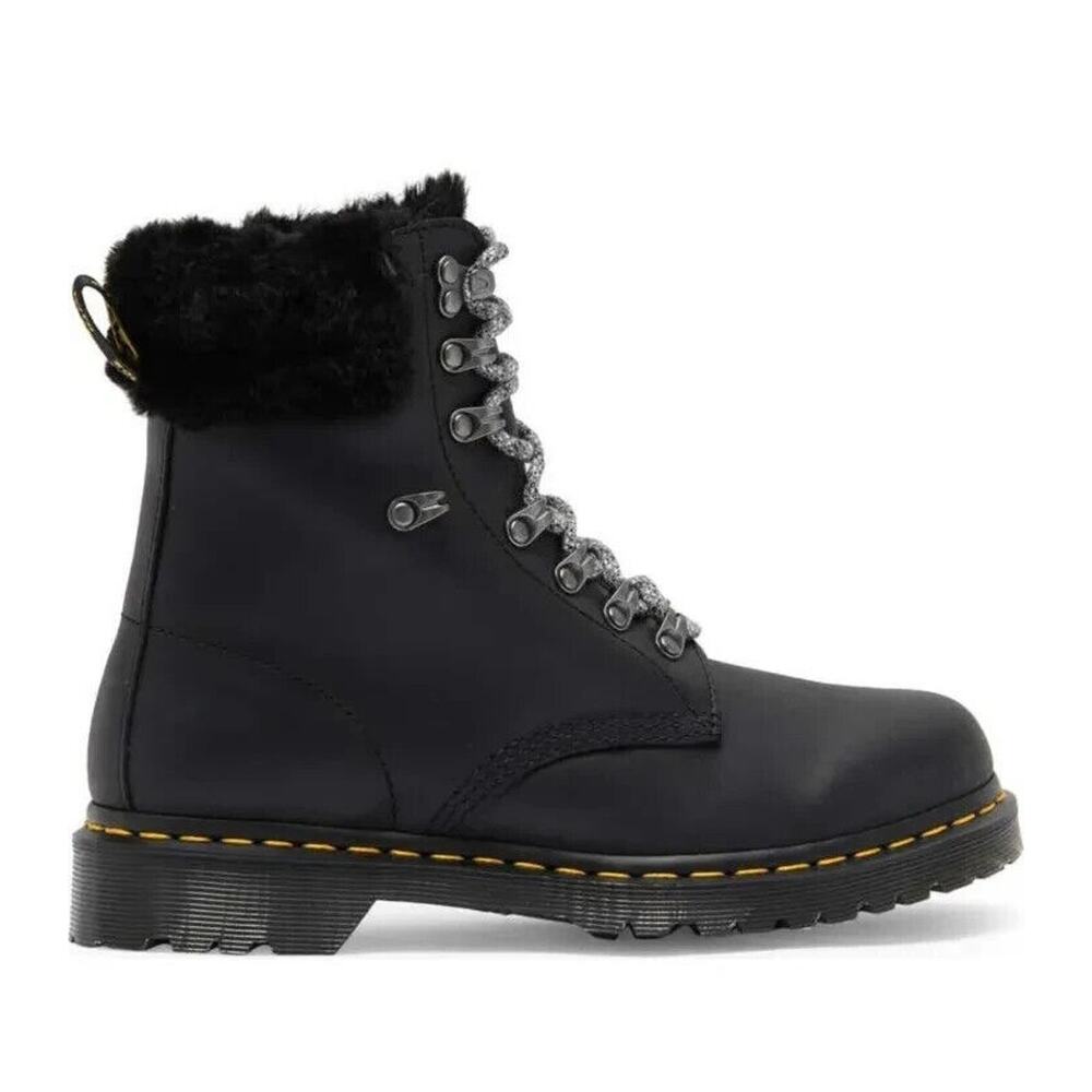 NIB Dr. Martens Womens‎ 1460 Serena Collar Leather Boots Black Sz 7